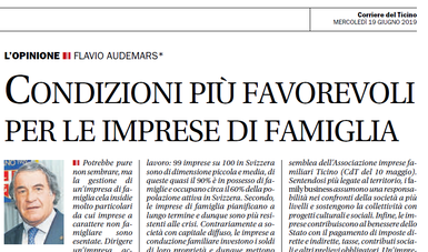 “Condizioni più favorevoli per le imprese di famiglia” –  CdT, 19.06.2019