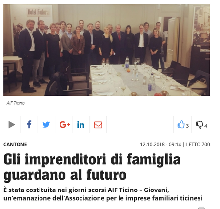 “Costituito il gruppo AIF Giovani” – tio, 12.10.2018
