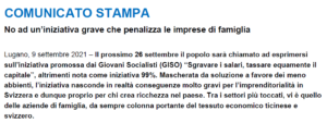 Comunicato stampa: “No ad un’iniziativa grave che penalizza le imprese di famiglia”