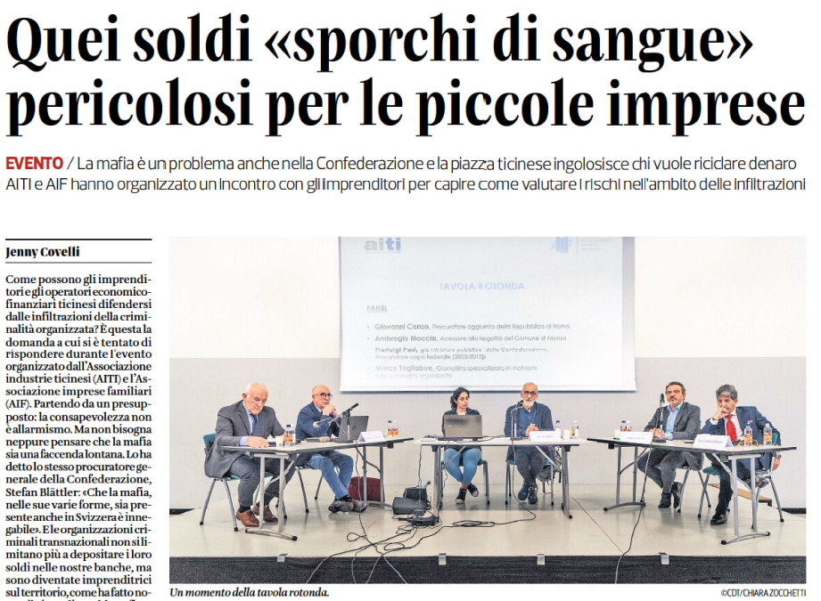 Quei soldi “sporchi di sangue” pericolosi per le piccole imprese – CdT, 24 marzo 2023