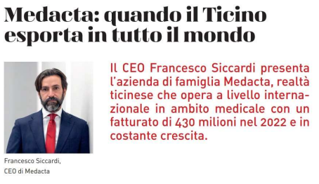 “Medacta: quando il Ticino esporta in tutto il mondo” – Ticino Economico, marzo 2023