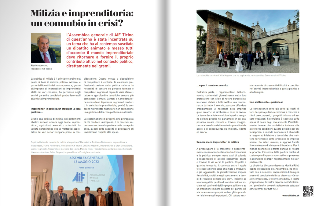 Milizia e imprenditoria: un connubio in crisi? – Ticino Economico, giugno 2022
